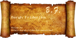 Bergh Friderika névjegykártya